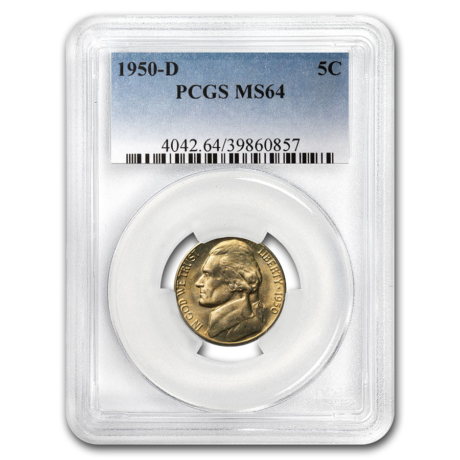 1950 D Jefferson Nickel MS64FS NGC BU MS 64 FS Full Step US Coin